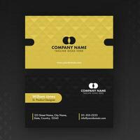 Double-Sides Business Card Design In Yellow And Black Color. vector