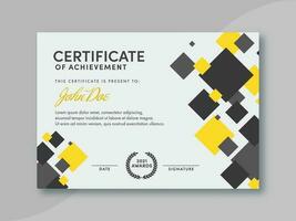 Achievement Certificate Template Design with Square Shapes. vector