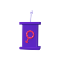 3D Render of Podium With Mic, Female Gender Sign. png