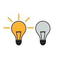 Yellow and gray light bulb on a white background. Vector illustration.