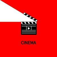 Clapperboard on a red background. Movie poster. Flat vector illustration.