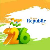Indian Flag On Tricolor, Happy Republic Day. vector