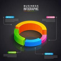 3d tarta gráfico en cuatro crecimiento pasos para negocio infografia concepto. vector