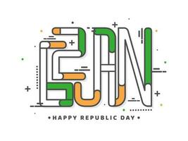 Creative 26 Jan Text Fill Tricolor on White Background for Happy Republic Day. vector