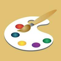 3D colour palette with drawing brush on brown background. vector