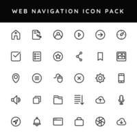 Black line art illustration of web navigation icon pack. vector