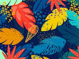 Seamless Colorful Leaves Pattern Background. vector