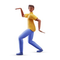 3D Render of Cartoon Young Man Dancing. png