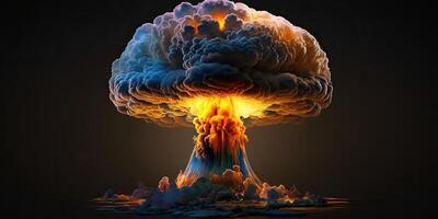 ai generativo. ai generado. ilustración de enorme atómico seta explosión. de miedo catástrofe onda. gráfico Arte foto