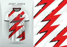 Background for sports jersey, soccer jersey, running jersey, racing jersey, red white lightning pattern. vector