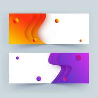 Orange and Purple Paper Layer Cut or Wavy Background in Two Option. vector