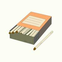 Matches in a box. Match Day. A box of wooden matches. Kitchen utensils. Vector illustration.