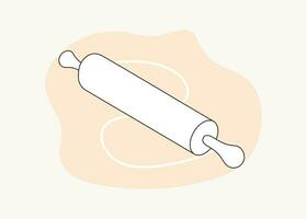 Wooden rolling pin and dough. Baking.  Cooking, bakery. Baker's, cook's and confectioner's tools. vector