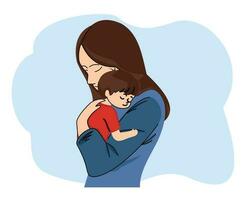 ilustración de un madre participación su niño. concepto de el relación Entre madre y niño. de la madre día. de la madre amor vector