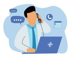 doctors answer patient questions phone. call doctor concept vector