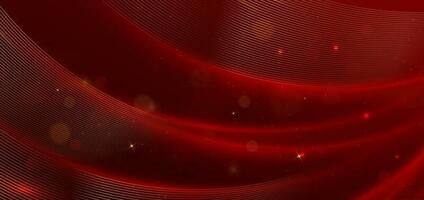 Abstract curved red shape on red background with lighting effect and  copy space for text. Luxury design style. vector