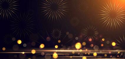 Abstract elegant bokeh and dot golden light effect on dark  background. Celebration concept. vector