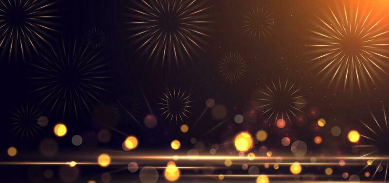 Abstract elegant bokeh and dot golden light effect on dark  background. Celebration concept.