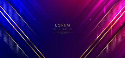 Abstract background luxury dark blue and pink elegant geometric diagonal with gold lighting effect and sparkling with copy space for text. vector