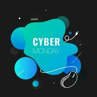 Cyber Monday text with wired mouse illustration on abstract background can be used as poster or template design. vector