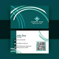 Dark Teal and White Editable Business Or Visiting Card With Front And Back Presentation. vector