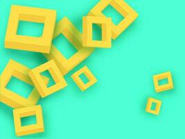 Abstract 3D Yellow Square Elements on Green Background. vector