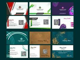 Modern Horizontal Business Or Visiting Card Set On Green Background. vector