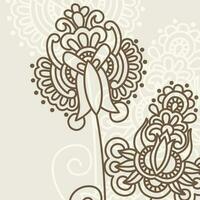 classic style background with floral ornament, batik drawing. vector