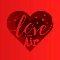rojo papel cortar estilo corazón forma saludo tarjeta con dado mensaje amor es en el aire. vector