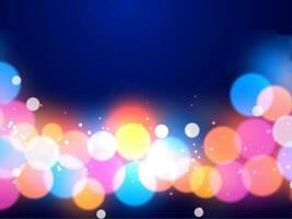 Shiny multi color lighting effect abstract bokeh background. vector