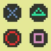 Graphic joypad arcade game in vector icon format and gamepad or joystick pixel art.