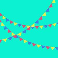 Vector party flags pastel palette green background.