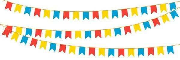 Happy colorful Party Flags Vector, red, blue, yellow EPS 10. vector