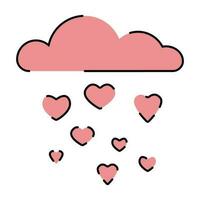 Outline icon love theme, romance, February 14, Valentine's Day. Design elements, white background. Red or pink. Cute cartoon style. vector