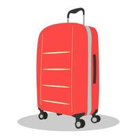 Red modern suitcase and baggage vector. luggage family in vacation. One big baggage. Travel flat design. vector