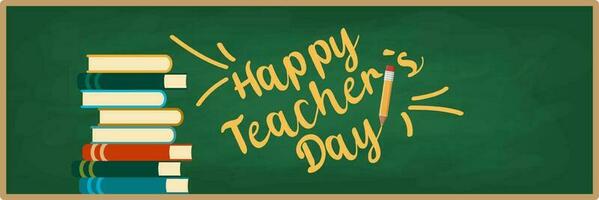 Happy teacher's day poster concept with books. vector