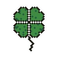 Vector 8 Bit Four Leaf Clover. Pixel art icon.