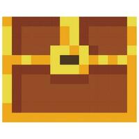 Pixel art icon of game object, treasure chest vector illustration.