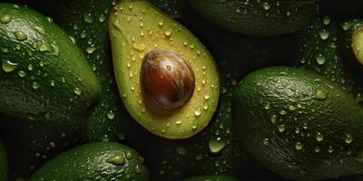 . . Photorealistic illustration of eco organic healthy hipster green food avocado pattern background. Graphic Art photo