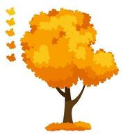 Autumn Trees, Isolated On White Background. Simple collection of autumn trees of different shapes. Vector illustration.