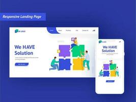 Responsive Landing Pages with Web and Mobile Presentation. vector