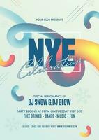 NYE Celebration Invitation, Flyer Design with Event Details on 3D Wave Abstract Background. vector