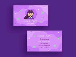 Front And Back View Of Business Card Design With Female Photo. vector