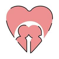 contorno icono amor tema, romance, febrero 14, San Valentín día. diseño elementos, blanco antecedentes. rojo o rosado. linda dibujos animados estilo. vector