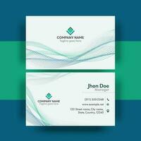 Horizontal Business Card Template Layout With Particle Waves. vector