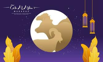 Eid Al Adha Banner Design Vector Illustration. Islamic and Arabic Background for Muslim Community Festival