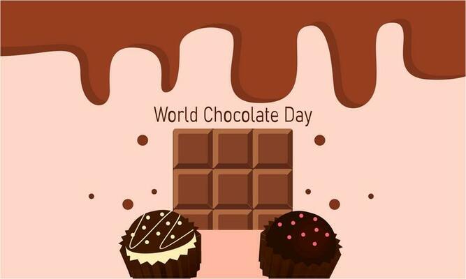 Happy world chocolate day illustration with chocolate logo