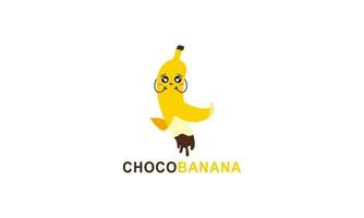 Chocolate banana logo illustration with funny character vector