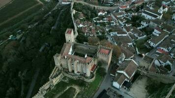 Panoramic View Of Obidos With Historic Walls And Castle In Leiria District, Portugal - aerial drone shot video