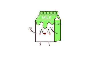 Cartoon milk. Asian product. Kawaii anime design. Cartoon style vector